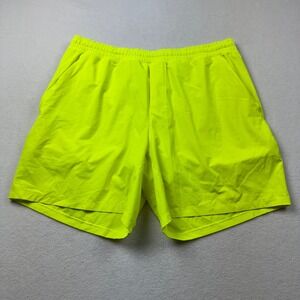 Lululemon Surge 7"‎ Lined Shorts XXL Neon Yellow Reflective Run Zip Pocket